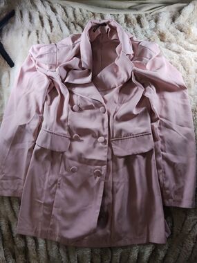 SHEIN Double-Breasted Light Pink Women's Blazer Jacket